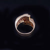 Ribbon  Bypass Ring with Diamonds & Ruby in 18K Yellow Gold