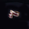 Ribbon  Bypass Ring with Diamonds & Ruby in 18K Yellow Gold