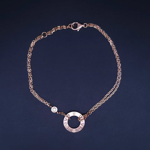Cartier Love Bracelet on Chain 2 Diamonds in 18k Yellow Gold