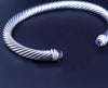 David Yurman Cable Bracelet Sterling Silver with Amethyst and Diamonds, 5mm