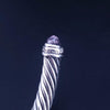 David Yurman Cable Bracelet Sterling Silver with Amethyst and Diamonds, 5mm