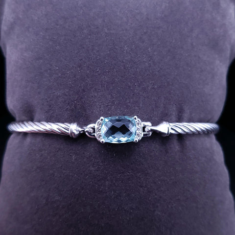 David Yurman  Sterling Silver Bracelet with Blue Topaz & Diamonds