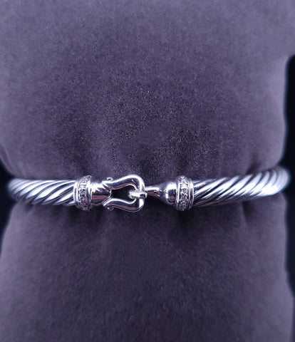 David Yurman Buckle Classic Cable Bracelet Sterling Silver with Diamonds, 5mm