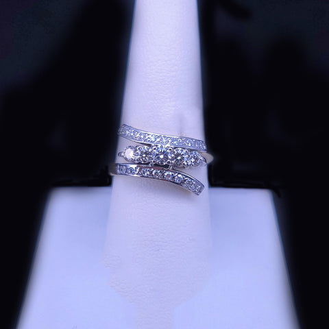 Antique 18K Yellow Gold Diamond Embrace Bypass USSR Ring