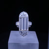 Small Platinum Art Deco Baguette Lab Diamond Statement Ring