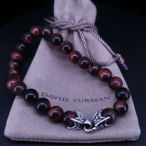 David Yurman Men's Spiritual Beads Bracelet with Tiger's Eye and Silver, 8mm,
