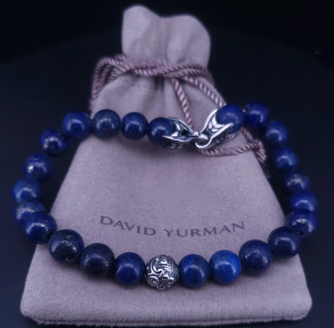 David Yurman Spiritual Beaded Bracelet for Men LAPIS LAZULI and Wave Bead