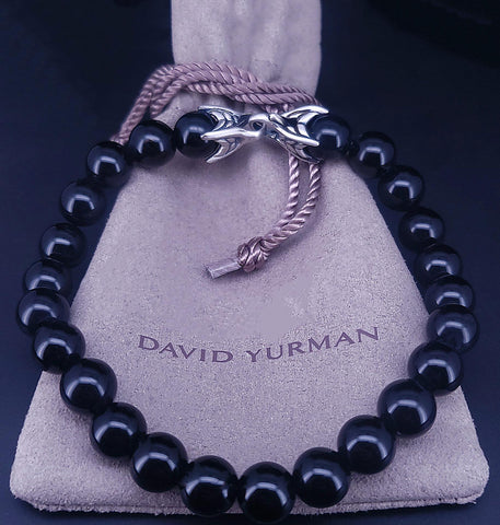 David Yurman Spiritual Beads Bracelet Sterling Silver with Black Onyx, 8mm