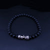 Spiritual Beads Bracelet Sterling Silver with Black Beads, 6mm