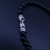 Spiritual Beads Bracelet Sterling Silver with Black Beads, 6mm