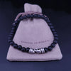 Spiritual Beads Bracelet Sterling Silver with Black Beads, 6mm