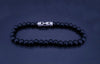 Spiritual Beads Bracelet Sterling Silver with Black Beads, 6mm