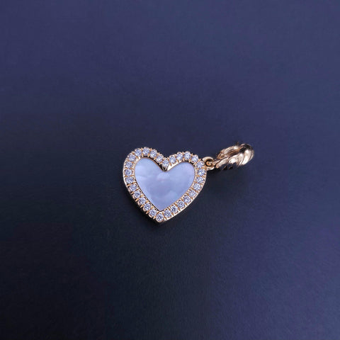 David Yurman Elements Heart Pendant 18K YG with Mother of Pearl and Diamonds