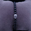 Memento Mori Skull Station Bracelet Sterling Silver with Black Onyx, 4mm