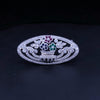 Vintage Diamond Ruby Sapphire Emerald Floral Brooch in 18K White Gold