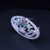 Vintage Diamond Ruby Sapphire Emerald Floral Brooch in 18K White Gold