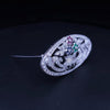 Vintage Diamond Ruby Sapphire Emerald Floral Brooch in 18K White Gold