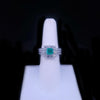 Custom Made Emerald & Round Brilliant Diamond Cluster Ring in 18K White Gold