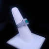Custom Made Emerald & Round Brilliant Diamond Cluster Ring in 18K White Gold
