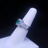 Custom Made Emerald & Round Brilliant Diamond Cluster Ring in 18K White Gold