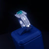 Custom Made Emerald & Round Brilliant Diamond Cluster Ring in 18K White Gold