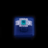 Custom Made Emerald & Round Brilliant Diamond Cluster Ring in 18K White Gold