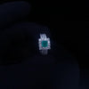 Custom Made Emerald & Round Brilliant Diamond Cluster Ring in 18K White Gold