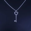 Tiffany & Co Gold Heart Key Necklace Diamond Pendant Charm Chain 16''