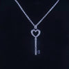 Tiffany & Co Gold Heart Key Necklace Diamond Pendant Charm Chain 16''