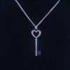 Tiffany & Co Gold Heart Key Necklace Diamond Pendant Charm Chain 16''