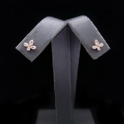 Tiffany & Co. Fleur-De-Lis Diamond 18k Yellow Gold Stud Earrings