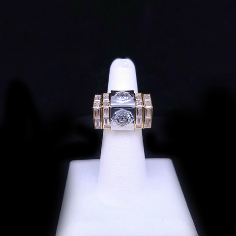 Art Deco Inspired 18K Gold Diamond Geometric Ring