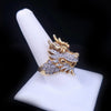 Antique 18K Gold Diamond Dragon Head Ring with Ruby Eyes