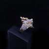 Antique 18K Gold Diamond Dragon Head Ring with Ruby Eyes