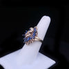 Vintage Marquise Blue Sapphire and Diamond Outstanding Set in 14K Yellow Gold