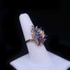 Vintage Marquise Blue Sapphire and Diamond Outstanding Set in 14K Yellow Gold