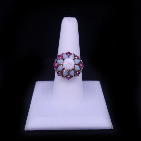 Opal & Ruby Cluster Ring