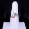 Vintage Russian Emerald Diamond Floral Cluster in 14k Rose Gold Ring