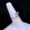 Vintage Russian Emerald Diamond Floral Cluster in 14k Rose Gold Ring