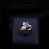 Vintage Russian Emerald Diamond Floral Cluster in 14k Rose Gold Ring