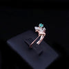 Vintage Russian Emerald Diamond Floral Cluster in 14k Rose Gold Ring