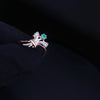 Vintage Russian Emerald Diamond Floral Cluster in 14k Rose Gold Ring