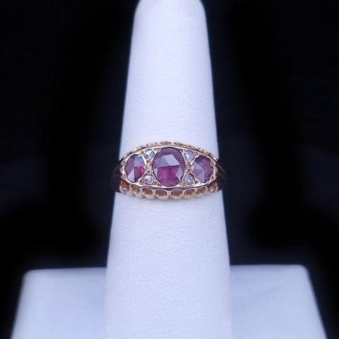 Vintage Russian Diamond Cocktail Ring in 14K Rose Gold