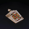 Custom Made Playing Card Pendant with Diamonds in 14K Yellow Gold