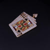 Custom Made Playing Card Pendant with Diamonds in 14K Yellow Gold