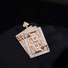 Custom Made Playing Card Pendant with Diamonds in 14K Yellow Gold