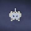 Custom Made Pexel Pendant with Diamonds in 14K White Gold