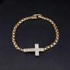 Cross Station Bracelet 18K Yellow Gold with Diamonds, 5mm