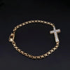 Cross Station Bracelet 18K Yellow Gold with Diamonds, 5mm