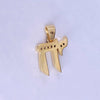 Custom Made Small Chai Pendant with Diamonds in 14K Yellow Gold